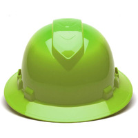 Pyramex Ridgeline Full Brim Hard Hat 4 Point Ratchet Vented Hi-Vis Lime