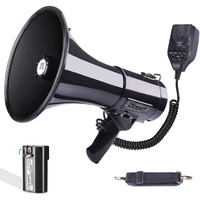 Mgrolx 50W Professional Bluetooth Megaphone Bullhorn Speaker With Detachable Microphone-Rechargeable Battery&Portable Strap-Siren And 260S Recording-Usb/Sd/Aux Input-For Police  Cheerleading  Outdoor