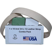 3/4"" X 12"" And 1"" X 18"" Leather Strop Combo Pack - Fits Ken Onion Worksharp Wsktsko And Ken Onion Blade Grinder Attachment Wsso81112. Green And White Compounds Included