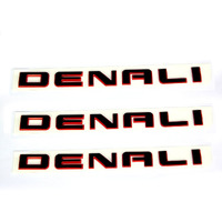 3Pack Original Black Denali Hd Nameplate Emblems Badge Compatible With 2007-2019 Denali Yukon Sierra Terrain (Redline)
