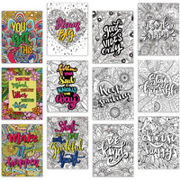 Zoiiwa 24 Pack Inspirational Positive Coloring Posters For Adults Teens Mandala Coloring Posters 11"" X 8.6"" Think Positive Coloring Book Mandala Coloring Art Craft Activity For Home Classroom