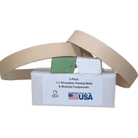 2 Pack Of 1"" X 30"" Leather Honing & Polishing Belts With Green And White Compounds