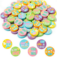 Bzaber Christian Inspirational Mini Pencil Eraser - 60Pcs Cute Cartoon Motivational Eraser For Kids Bulk Kawaii 3D Eraser Desk Pets For Student School Supplies Classroom Rewards Holiday Christian Gift