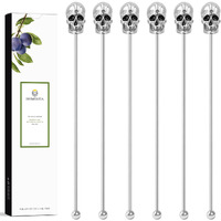 Homestia 6 Pieces Cocktail Stirrers For Drinks Reusable Coffee Stirrers  Gothic Skull Stirring Sticks Metal Stir Sticks For Coffee Bar  Hhalloween Kitchen Accessories