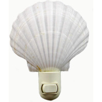 Florida Shells And Gifts Inc. Seashell Night Light Real White Scallop Shell Beach Decor W. On/Off Switch Beautiful Coastal Cottage