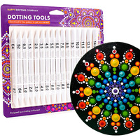 Dotting Tools For Painting Mandalas - Happy Dotting Company - 16Pc Double Ended Super Set For Mandala Dot Art - Includes Stylus - Unique Ellipse Tool - For Painting Rocks Diy Stone Craft And Canvas