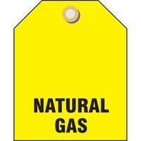 Accuform Tdw218 Plastic ""Natural Gas"" Valve Identifier Tag  2-1/2"" H X 2"" W  Black On Yellow (Pack Of 5)