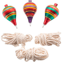 Spinning Top Trompo - 3-Pack Wood Carved Spinning Tops - Sturdy Steel Point For Enhanced Stability - Exquisite Craftsmanship - Ideal For Beginners And Intermediates - Trompos De Mexico De Madera