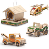 Sainsmart Jr. Woodworking Building Kit  4-In-1 Kids Stem Projects Set  Diy Wood Crafts Assembly Toys With Different Combinations For Boys And Girls