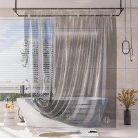 Amazerbath Heavy Duty Shower Curtain And Liner 2-In-1  100% Eva Luxury Soft Clear Grey Shower Curtain Liner  72X72 Plastic Weighted Bathroom Shower Curtain  12 Rustproof Grommets & Heavyweight Stones