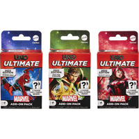 Mattel Games Uno Ultimate Marvel Add-On 3-Pack Set With Collectible Character Deck & 2 Foil Cards  Includes Spider-Man  Dr. Strange And Scarlet Witch