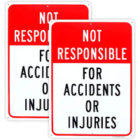 2-Pack Not Responsible For Accidents Or Injuries Sign