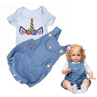 24"" Babyfere Reborn Baby Doll Clothes Denim Outfits For 22-24 Inch Newborn Reborn Girl Dolls Matching Clothes