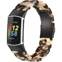 Wongeto Resin Bands Compatible For Fitbit Charge 5 Band Women Men Resin Replacement Wristband Strap Blacelet For Fitbit Charge 5 (Tortoise Stone)