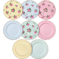 Btat- Porcelain Floral Plates  Royal Dessert Plates  8 Inch  Set Of 8  Appetizer Plates  Floral Plates  Salad Plates  Small Plates  Small Plates Set  Small Dishes  Dinnerware