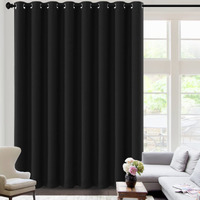 H.Versailtex 100% Blackout Curtains For Sliding Glass Door Room Divider Curtains Noise Reduce Curtain Panel Portable Window Screen Sliding Partition  W120 X L96 Inches/8' Tall By 10' Wide  Black