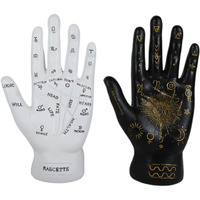 Ebros Gift Ancient Mystical Psychic Fortune Teller Chirology Palmistry Hand Palm With Lines And Symbols Figurine Decor Witchcraft Spiritual Divinity Statue For Palmists Readers (Black And White Set)