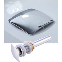 Missmin Square Pop Up Drain Without Overflow Chrome For Risen Bathroom Vessel Sink Universal Push Button Drain Non-Overflow Match With Rectanglar Faucets