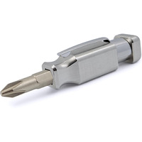 Pocket Screwdriver With Magnet And Clip - Double Ended Phillips And Flat Head - Made Of Stainless Steel