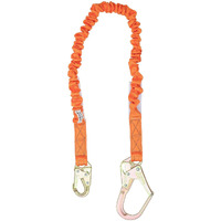 Malta Dynamics 6' Single Leg Stretch Internal Shock Absorbing Lanyard With 1 Rebar Hook And 1 Steel Snap Hook  Osha/Ansi Compliant
