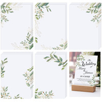 Perkoop 50 Pieces 4 X 6 Inches Note Cards Greenery Flower Cardstock Blank Printer Paper Decorative Paper Greenery Cards For Wedding Office School Home Supplies Diy Drawing (Eucalyptus)