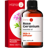 Hana Rose Geranium Essential Oil For Skin - 100% Natural Geranium Oil For Diffuser - Rose Geranium Essential Oil For Aromatherapy (1 Fl Oz)