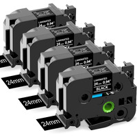 Labelife 24Mm Black Label Tape Tze-355 Replacement For Brother P Touch Tze Tz Tape 24Mm 0.94 Laminated White On Black Tape Tze355 For Brother Ptouch Pt-D600 Pt-D610Bt Pt-P710Bt Label Maker  4-Pack