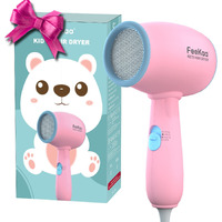 Feekaa Kids Hair Dryer  Pink  500 Watt  Lightweight  Gentle Heat  Safe For Kids  Anti-Scald Design
