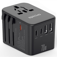 Epicka Universal Travel Adapter  Gan International Plug Adapter With 3 Usb-C 70W Pd Fast Charging & 2 Usb-A Adaptor All-In-One Wall Charger For Usa Eu Uk Aus (Ta-105 Pro  Black)