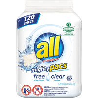 All Mighty Pacs Free & Clear Laundry Detergent  120 Count