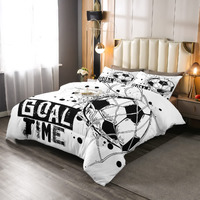 Erosebridal Kids Football Comforter Set Twin Size American Soccer Bedding Set Sports Games Duvet Sets For Boys Girls Children Teens Geometric Polygon Down Comforter For Bedroom  Black White