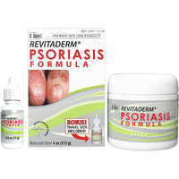 Dr. Blaines Revitaderm Psoriasis Formula - Soothing Topical Cream With Coal Tar  Tea Tree Oil And Lavender Oil For Itching  Flaking  Dry  Cracked Skin Relief - 4 Fl. Oz. - Includes Travel Size Bottle