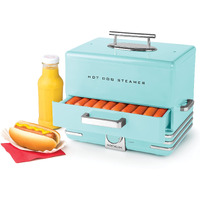 Nostalgia Extra Large Diner-Style Steamer  20 Hot Dogs And 6 Bun Capacity  Perfect For Breakfast Sausages  Brats  Vegetables  Fish  Aqua