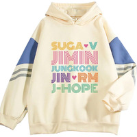 Kpop Jungkook Suga Jimin V Rm Jhope Jin Pullover Sweater Jacket Hoodie Beige