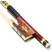 Carbon Fiber Core Hybrid Peranmbuco Skin Violin Bow 4/4 Size Vingobow 127V Master Level Fleur-De-Lys Snakewood Frog 4 4 Full Straight Premium Natural Horse Hair For Porfessional Player