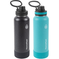 Thermoflask 40 Oz Double Wall Vacuum Insulated Stainless Steel 2-Pack Of Water Bottles  Onyx Black/Splash