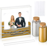 Roowest Sand Ceremony Kit For Wedding Includes Clear Acrylic Unity Sand Ceremony Photo Frame 2 Pack Sand Photo Fixing Corner Stickers And 2 Glass Unity Sand Holder For Wedding Decorations Home Decor