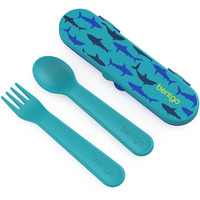 Bentgo Kids Utensil Set - Reusable Plastic Fork  Spoon & Storage Case - Bpa-Free Materials  Easy-Grip Handles  Dishwasher Safe - Ideal For School Lunch  Travel  & Outdoors (Shark)