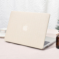 Seorsok Compatible With Macbook Pro 13 Inch Case M2 2023 2022 2021-2016 A2338 M1 A2251 A2289 A2159 A1989 A1708 A1706 Elegant Leather Plastic Hard Shell Transparent Keyboard Cover Beige Woven Fabric