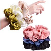 Ceelgon Big Real Silk Scrunchies For Women 6.3Inches Large Scrunchie Satin Oversized Silk Thick Elastic Hair Ties Jumbo Hair Scrunchies 6 Pack (Black White Pink  Champagne Navy Yellow)