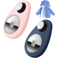 Airtag Holder For Kids Baby Toddler Hidden 2 Pack Gps Tracker Case  Anti-Removal Airtag Silicone Case With Safety Pins  Suitable For Children  Elderly  Pets  Backpack  Luggage(Blue  Pink)