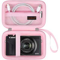 Canboc Camera Case For Canon Powershot G7 X Mark Ii/ G7X Mark Iii Digital 4K Vlogging Camera  Point And Shoot 4K Video Camera Bag  Zipper Mesh Pocket Fits Usb Cable  Batteries  Pink