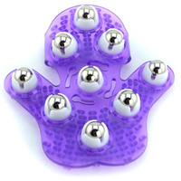 Samyo Palm Shaped Massage Glove Body Massager With 9 360-Degree-Roller Metal Roller Ball Beauty Body Care (Purple)