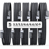 Lisen Usb C Cable  5-Pack [3.3/3.3/6.6/6.6/10Ft] Usbc To Usbc Cable For Iphone 15 Pro Max Plus  60W (3.1A) C To C Cable Fast Charging For Samsung S24/23  Ipad 10Th/Pro/Air 11-13Inch  Macbook Air/Pro