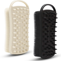2 Pc Silicone Exfoliating Body Scrubber  2 In 1 Silicone Body Shampoo Brush  Soft Silicone Loofah For Sensitive Skin  Shower Silicone Hair Scalp Massager  Easy To Clean  Lather Well (Grey&Black)