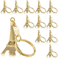 Fumete 80 Pieces Eiffel Tower Keyring Retro French Souvenirs Keychain For Christmas Gifts(Gold)