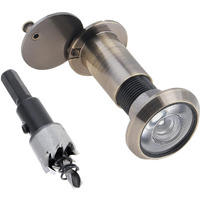 Hojlkld Door Viewer Peephole 200 Degree Zinc Alloy With 16Mm/0.63Inch Drill Bit For 1-1/2"" To 2-3/8"" Doors (Antique Bronze)