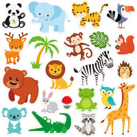 20 Pcs Jungle Animals Thick Gel Clings Safari Window Gel Clings Decals Stickers For Kids Toddlers And Adults Home Airplane Classroom Nursery Zoo Animals Party Supplies Decorations