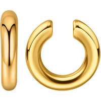 Preskiers Ear Cuffs For Women Ear Cuff  Chunky Huggie Hoop Earrings Cartilage Upper Non Piercing 14K Gold And Silver Set 2Pcs