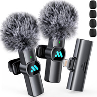 Leettus 2Pcs Lavalier Wireless Microphone For Iphone Ipad  Wireless Microphone For Video Recording  Game Live Streaming  Interviews  Youtube  Tiktok  Vlog(For Iphone 14 And Below)